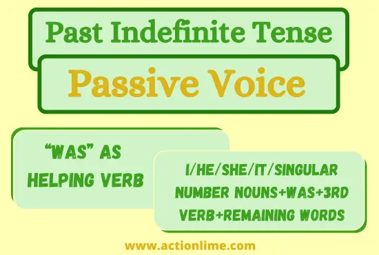 "Was" As An Helping Verb in Past Indefinite Tense(Passive Voice)