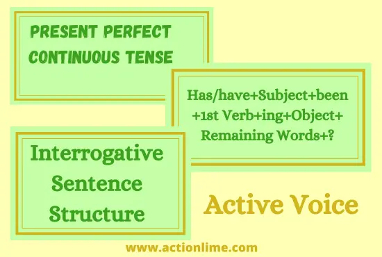 Interrogative Sentence Structure of Present Perfect Continuous Tense(Active Voice)